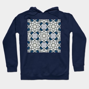 blue octagon pattern (geometric, pattern, modern, honeycomb and eight sided polygon) Hoodie